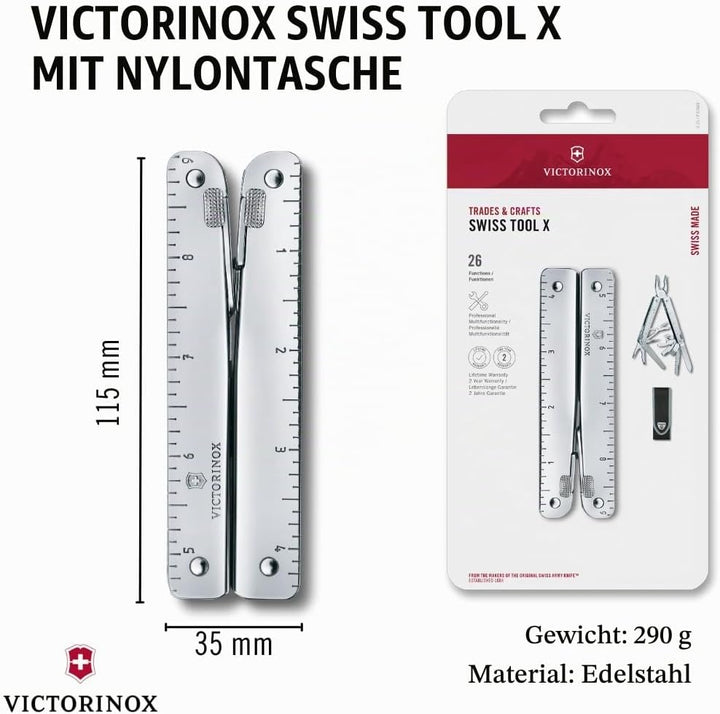 Victorinox, Multifunktionstool, SwissTool, Taschen Werkzeug, Funktionen, Kombi-Spitzzange, Feststell