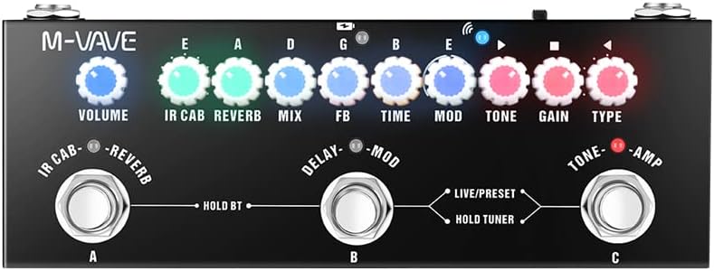 M-Vave Cube Baby - Guitar Multieffect, 8 IR-Verstärker-Emulationen und 4 Effekte (Chorus, Phaser, De