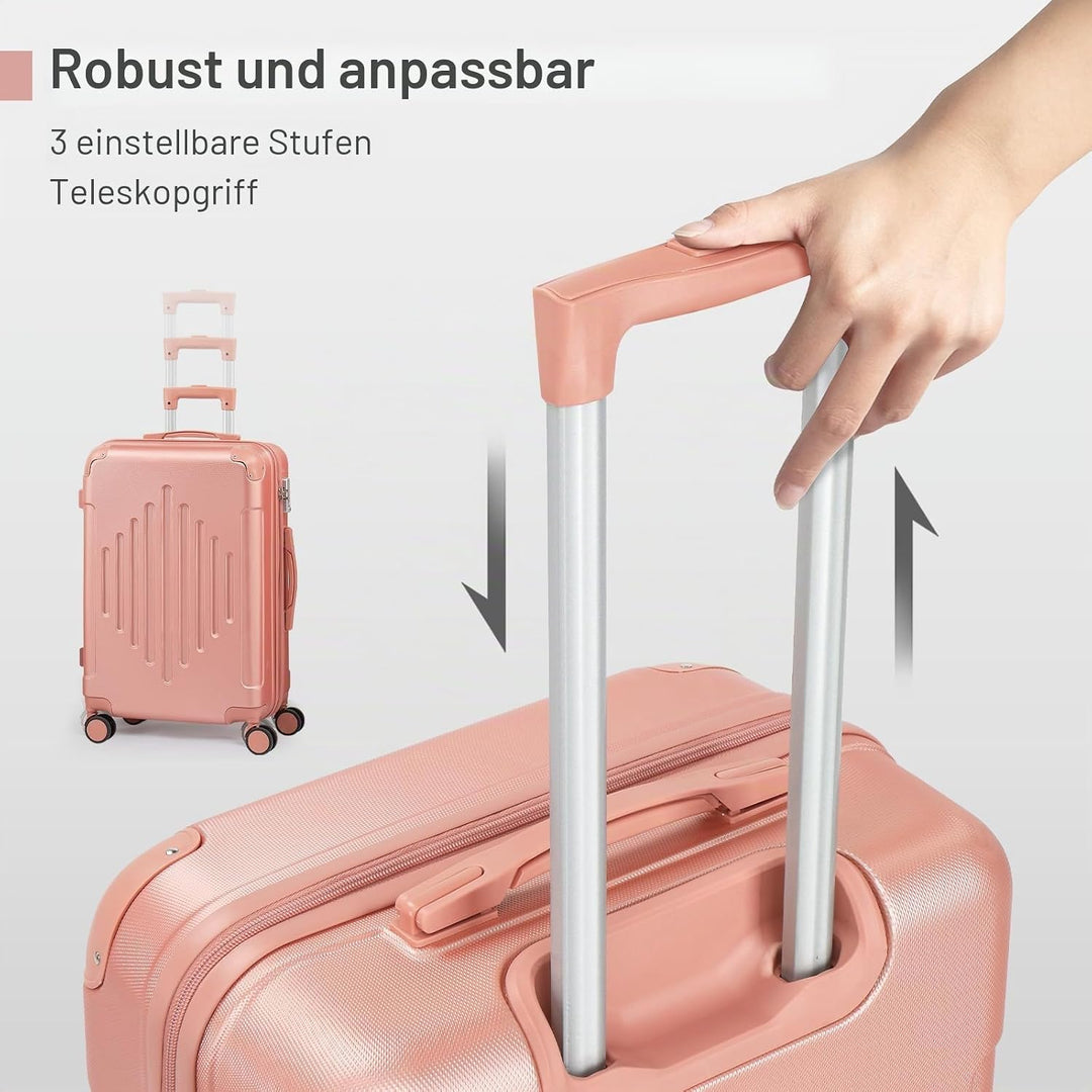 LALAHO Kofferset 2 teilig, Reisekoffer Set mit Kosmetikkoffer, Hartschalen Koffer Set aus ABS, Gepäc