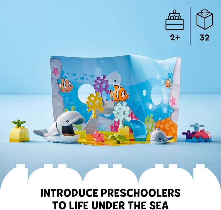 LEGO DUPLO Wild Animals of the Ocean Set 10972, with Whale and Turtle Sea Animal Figuren & Playmat,