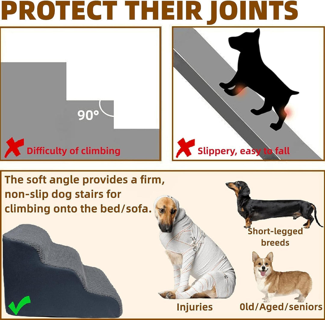 Breiter Hundetreppe 4 Stufen 50cm hoch für Kleine Hunde, Hochdichtem Schaumstoff Haustiertreppe, Was