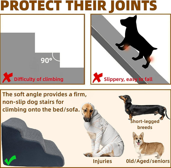 Breiter Hundetreppe 4 Stufen 50cm hoch für Kleine Hunde, Hochdichtem Schaumstoff Haustiertreppe, Was