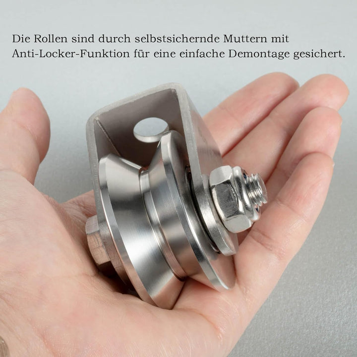 Umlenkrolle mit 2 Kugellager, Edelstahl Fitness flaschenzug, 48mm V Typ Umlenkrollen für 12mm Seile