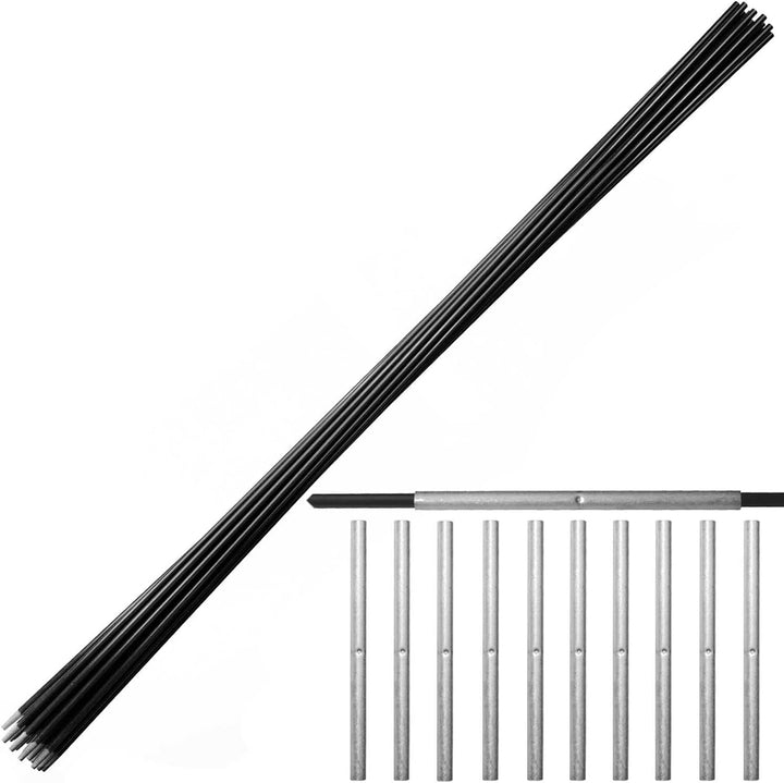 20 Schwarze Rankstäbe Rundstäbe aus Glasfaser (Fiberglas) Glasfaserstäbe 1 m x 7 mm + 20 Steckhülsen