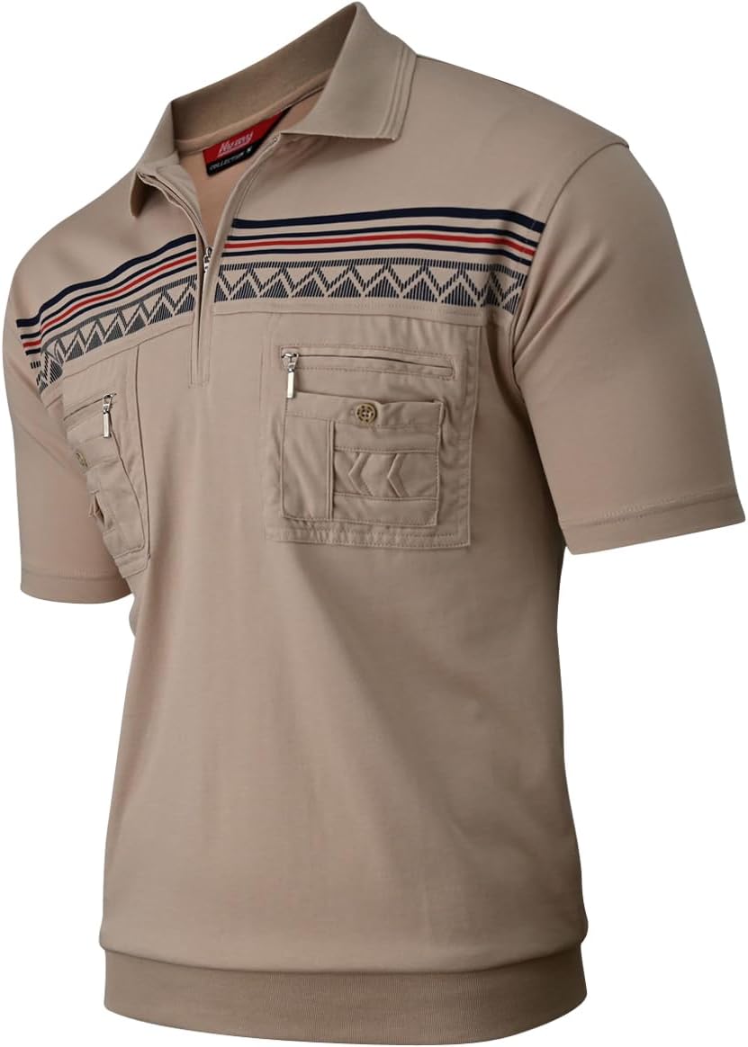 Soltice Herren Kurzarm Poloshirt, Polohemd Kragen, Gestreifte Blousonshirt mit Brusttasche aus Baumw