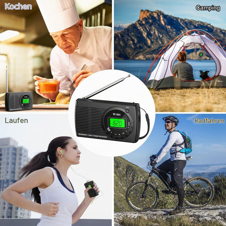 Padwa Lifestyle Mini Radio, Radio Batteriebetrieben Am Fm Sw Fm, Taschenradio Mit On-Screen-Display/