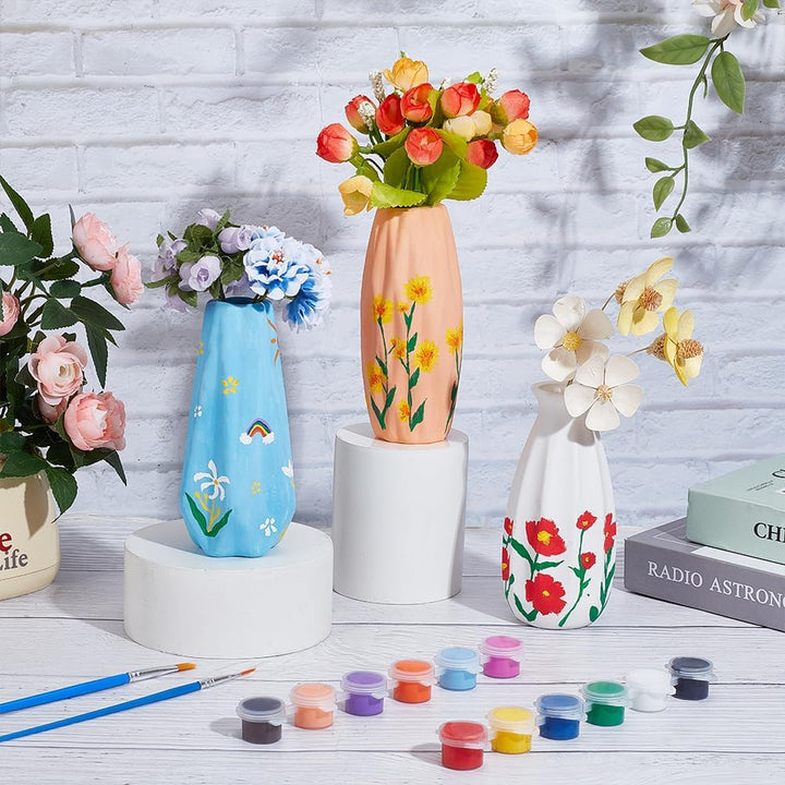 WEBEEDY 3 Set Vase Töpfermalset Bemale Deine Eigene Vase Keramikmalset Für Erwachsene Unbemalte Vase