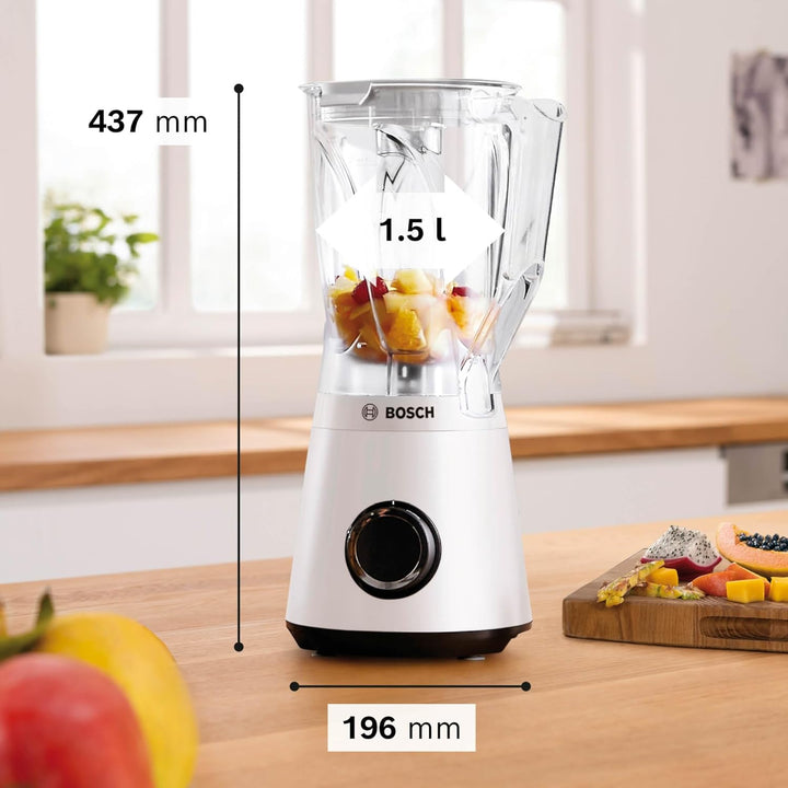 Bosch Standmixer VitaPower Serie 4 MMB6141W, hochwertige Edelstahl-Klingen, 1,5l Tritan-Mixbehälter,