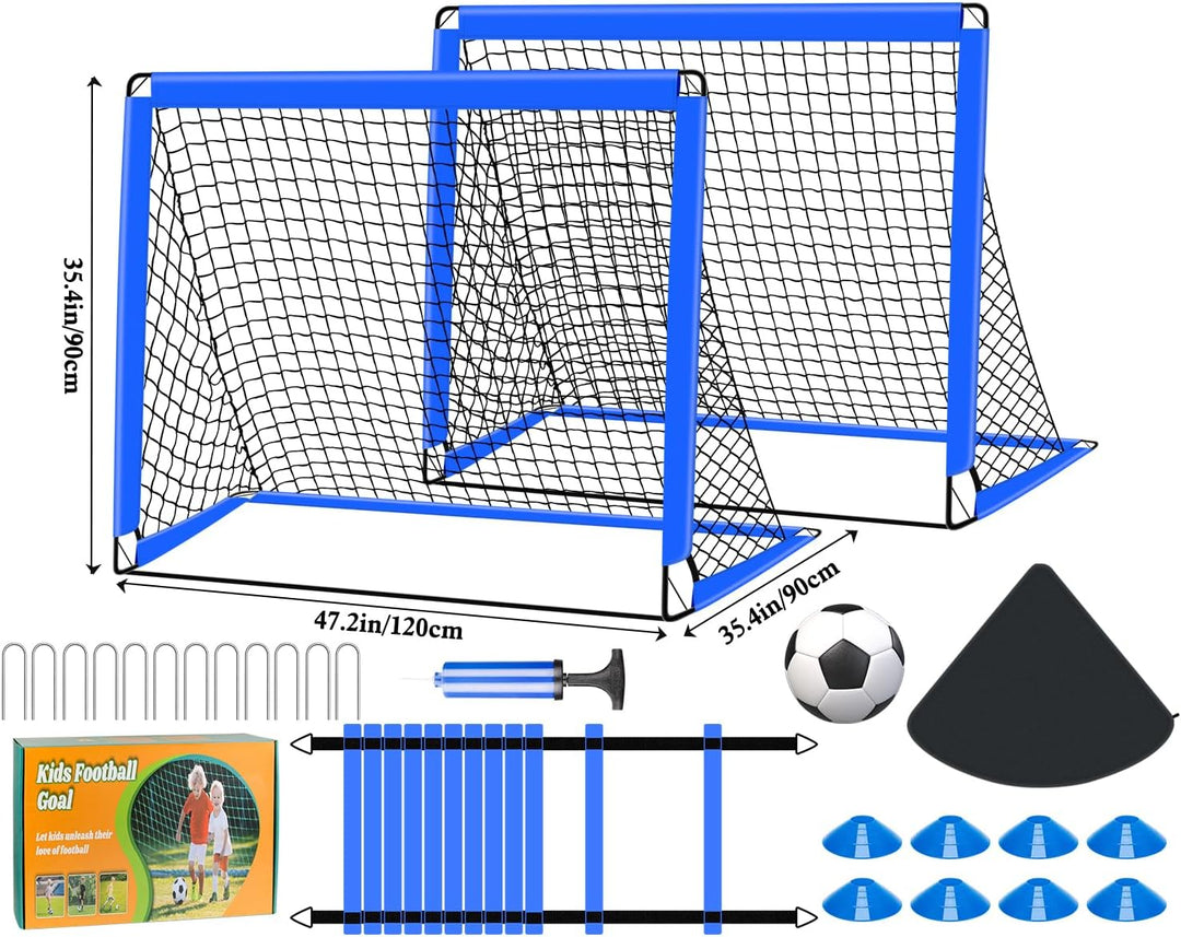 Fussballtore für Garten Kinder 2er Set: Pop-Up Fussballtor Kinder mit Agility-Leiter - Fussball Trai