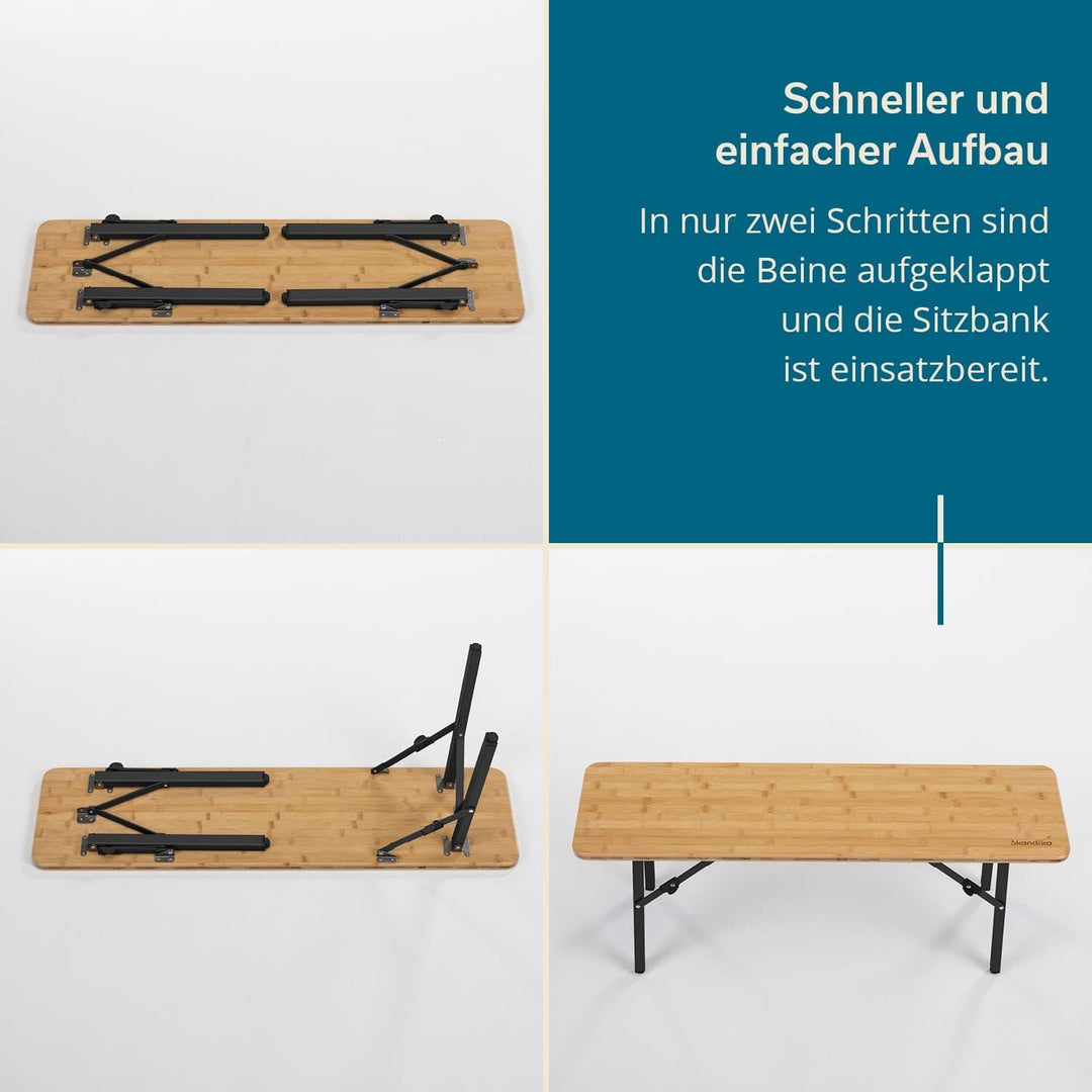 Skandika Sitzbank Tobro 2er Set | Campingbank aus Bambus, 100 x 27 x 39 cm, bis 200 kg belastbar, we