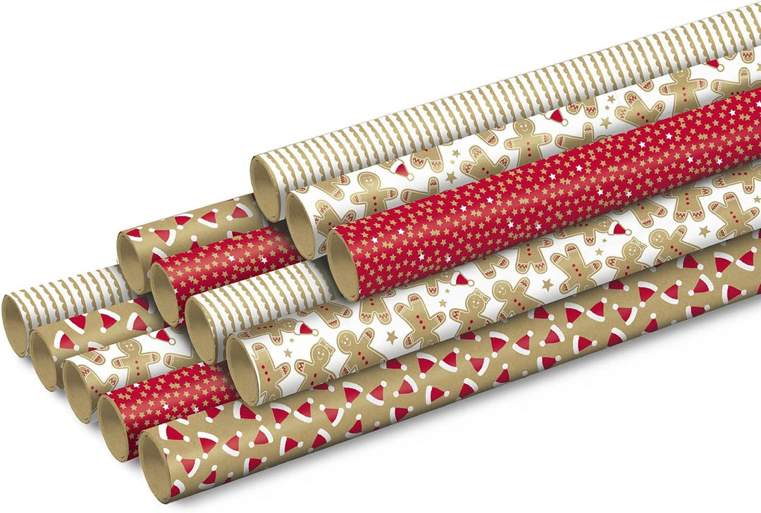 Clairefontaine 223897AMZC - Karton mit 12 Rollen Geschenkpapier Kraft 70g, 2x0,70m, ideal für Weihna