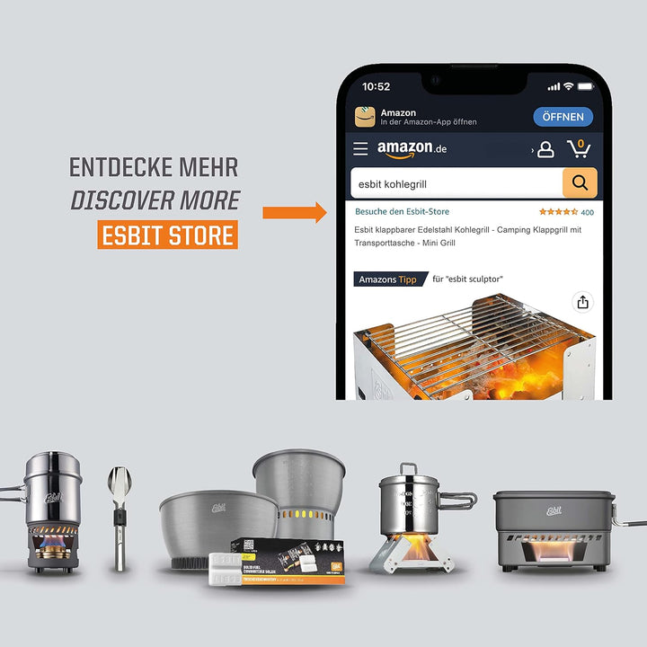 Esbit Edelstahl Kohlegrill, klappbar Silber, Silber