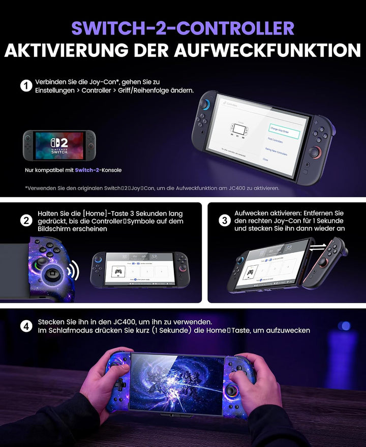 Elegamefy Wireless Switch 2 Controller Hall Effekt Joysticks Marinefarbe | Turbo, Vibration, RGB-Bel