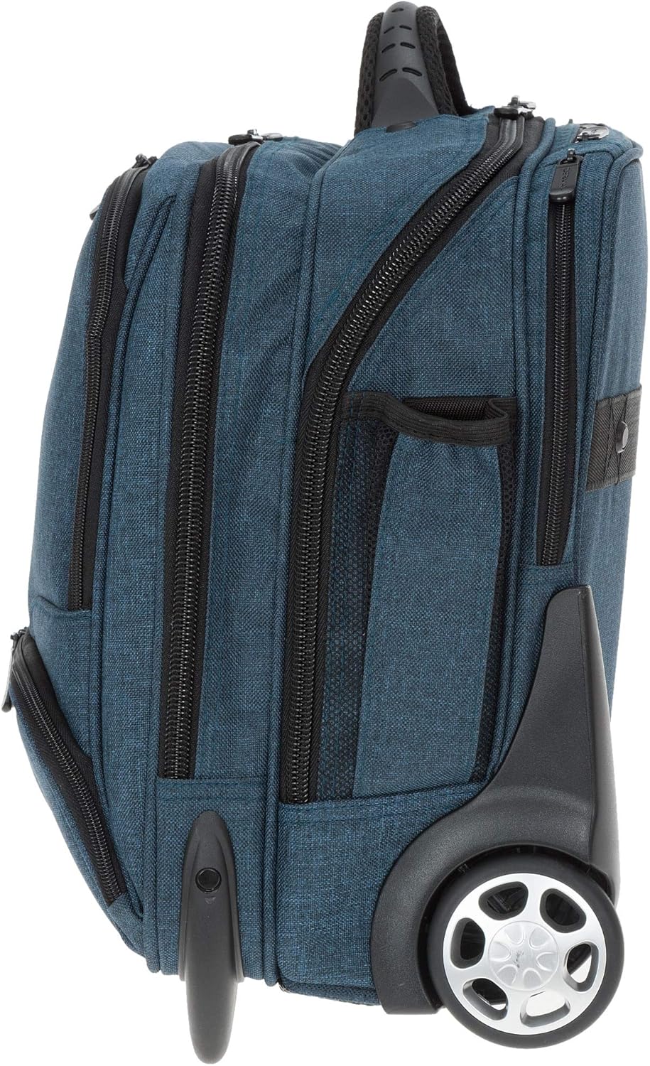 Trolley Pilotentrolly mit Polstertasche 17 Zoll [41 cm x 29 cm] + Ledermäppchen (DARKBLUE Two Tone),