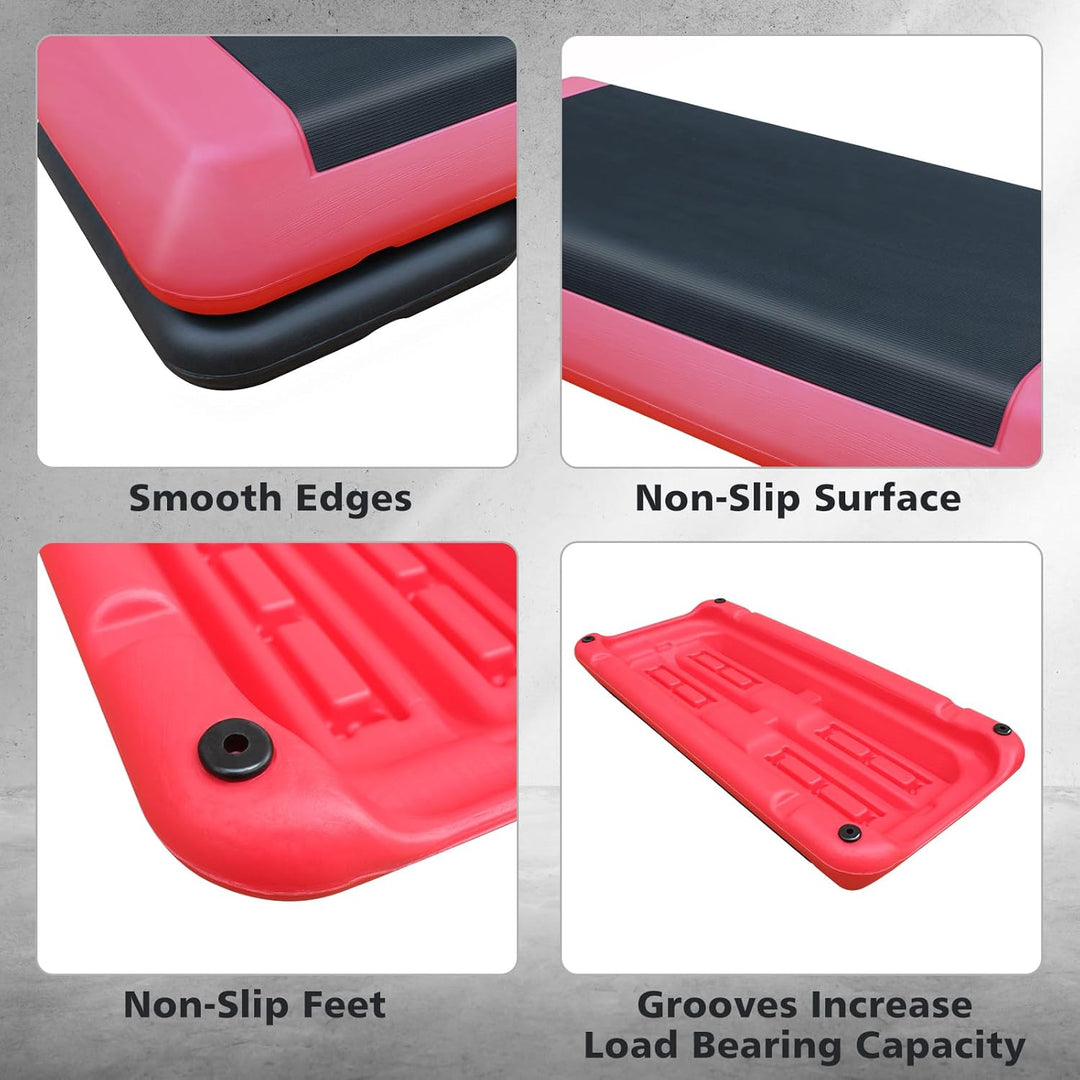 Aerobic Stepper für Fitness und Training, 76x35cm Steppbrett Höhenverstellbar, Step-Plattform-Traine