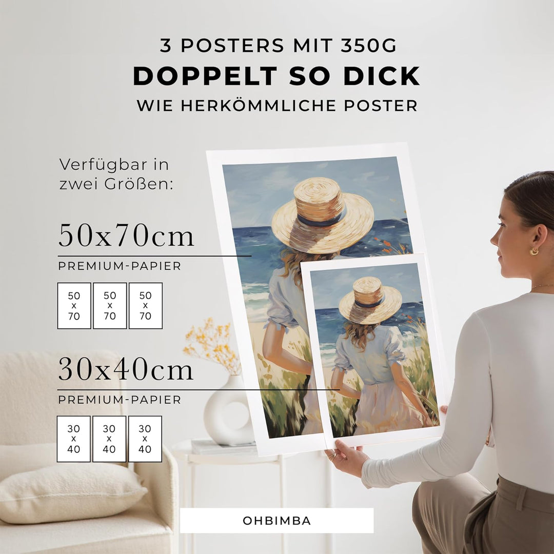 OHBIMBA® Sets Von 3 Poster & Kunstdrucke Zum Einrahmen - Zimmer Deko Und Wanddeko Wohnzimmer - Deko