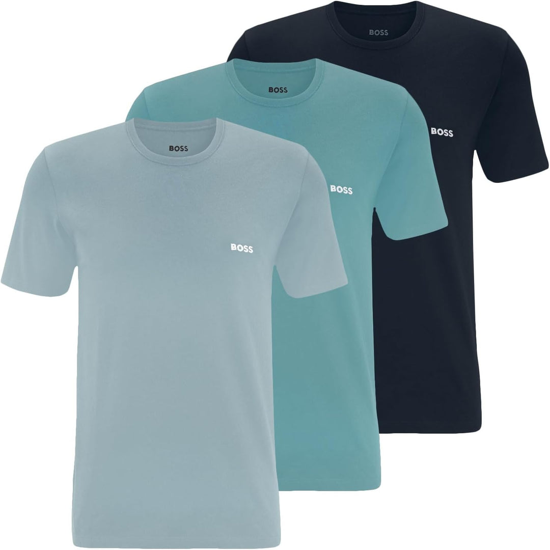 BOSS Herren T-shirt Rn 3p Co T-Shirt M -981 Navy / Turquoise / Light Blue, M -981 Navy / Turquoise /