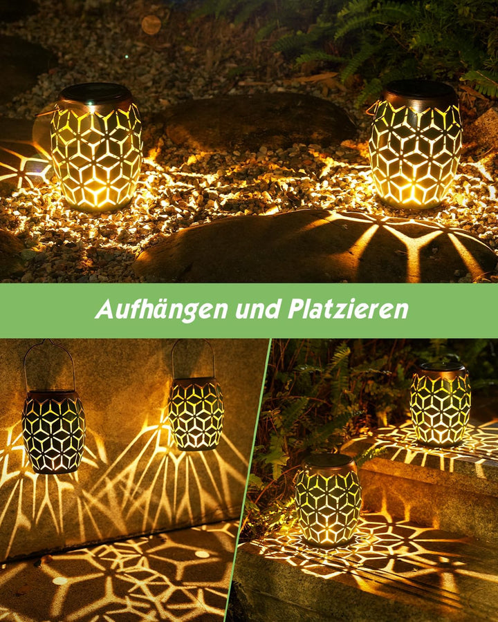 Görvitor Solar Laternen für Draussen 2 Stück, Wasserdicht IP65 Solarlaterne für Aussen Hängend/ Ste