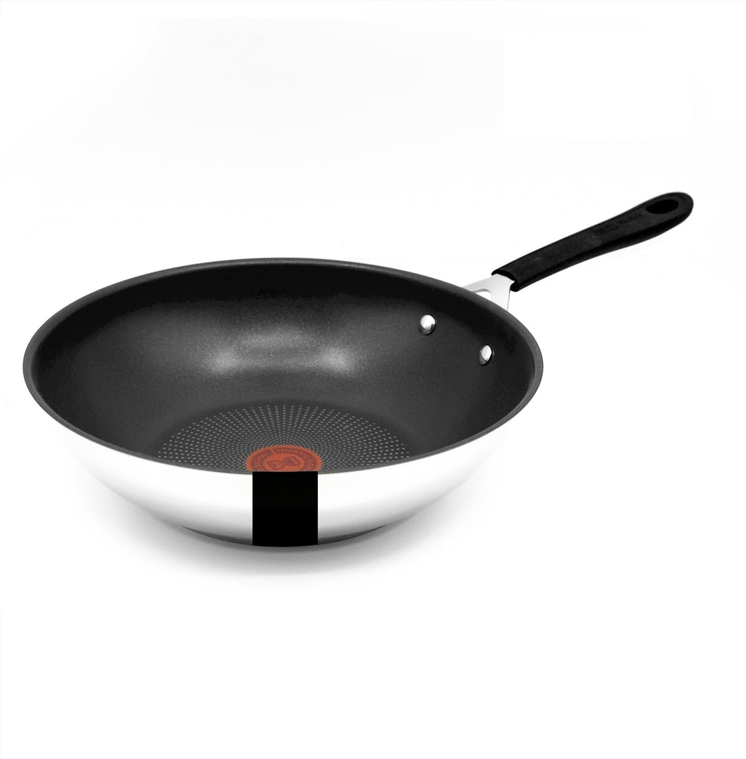 Tefal Jamie Oliver Wok 28 cm Induktion, Wokpfanne Edelstahl gross, Antihaft Beschichtet, Hoher Rand,