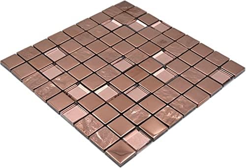 Mosaikfliese Glasmosaik Kombi EP bronze Küche Wand Bad MOS88-XCBR1_f