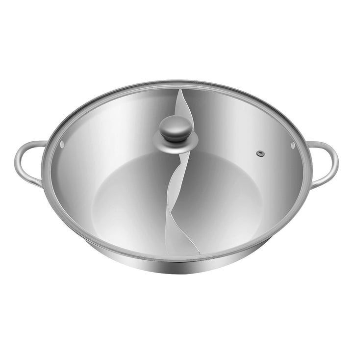 Hot Pot mit Teiler, 304 Edelstahl Topf Hotpot Kocher mit Glasdeckel, Kochtopf-Set für Induktionsherd