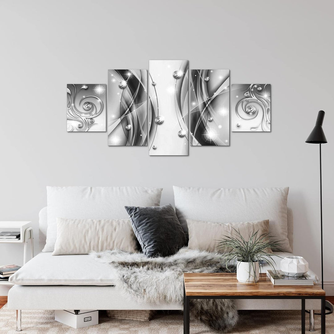Runa Art Wandbilder Abstrakt 5 Teilig Bild auf Vlies Leinwand Deko Wohnzimmer Schlafzimmer Diamant S