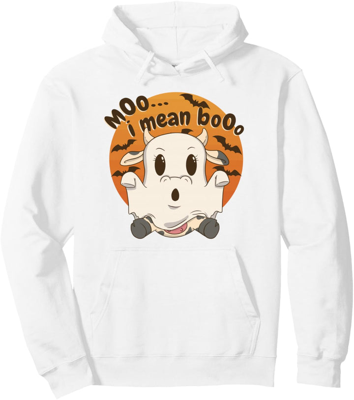 Moo i mean Booo Halloween Kuh Geist Gespenst Junge Mädchen Pullover Hoodie