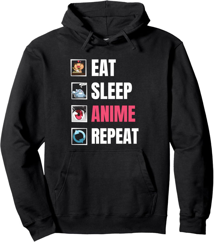 Eat Sleep Anime Wiederholung Kawaii Otaku Manga Japan Fan Pullover Hoodie