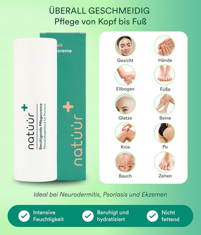 Natüür Beruhigende Psoriasis Pflegecreme - 150ml Schuppenflechte Creme mit natürlichen Inhaltsstoffe