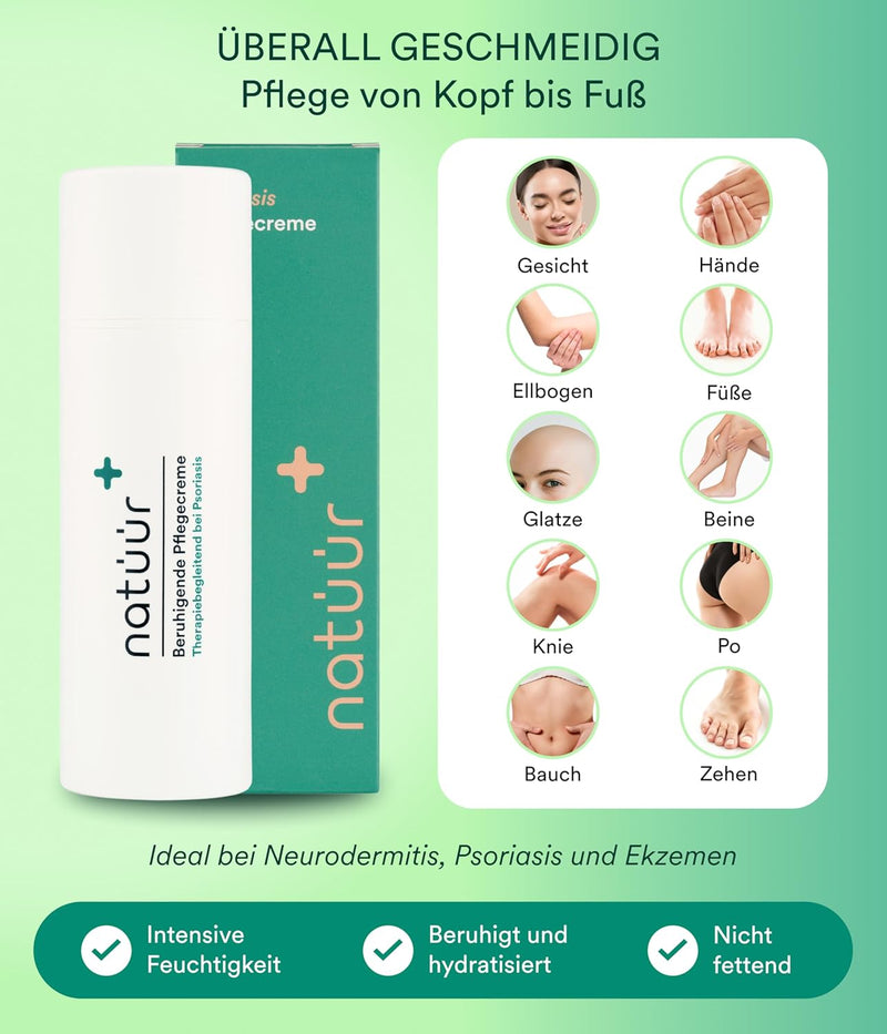 Natüür Beruhigende Psoriasis Pflegecreme - 150ml Schuppenflechte Creme mit natürlichen Inhaltsstoffe