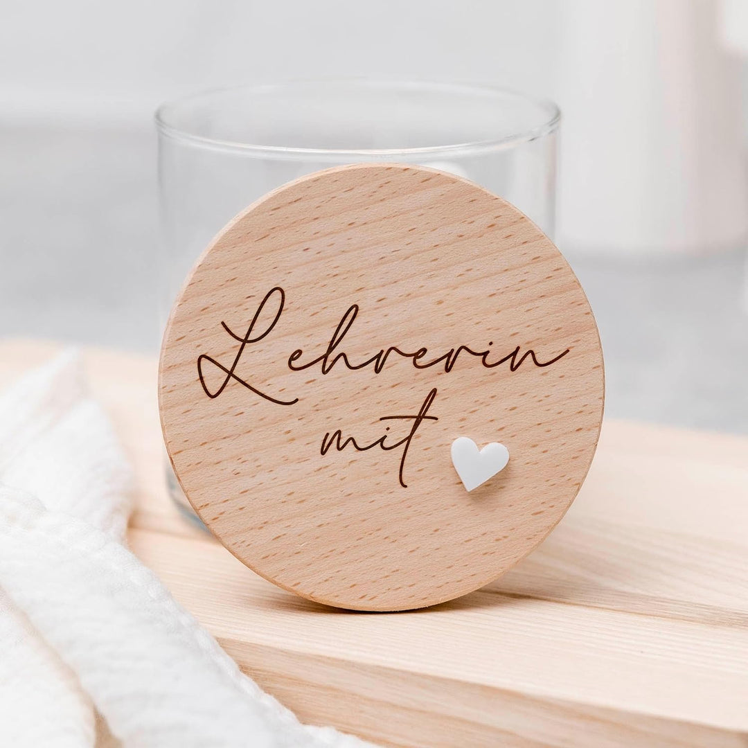 Geschenk Lehrerin: Süssigkeitenglas mit Gravur & 3D-Herz | Vorratsglas mit luftdichtem Deckel | Gesc