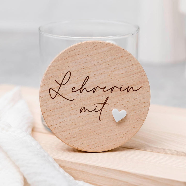 Geschenk Lehrerin: Süssigkeitenglas mit Gravur & 3D-Herz | Vorratsglas mit luftdichtem Deckel | Gesc