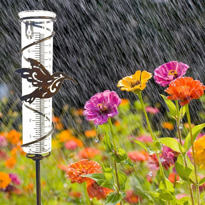LSRVNM Regenmesser für Garten, Niederschlagsmesser mit Erdspiess, Glas-Regenmesser mit Klarer Skala,