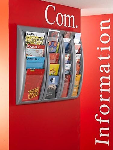 Paperflow Quick Fit Systeme Wand montiert Viertaschen-Literatur Display, 65 x 39,6 x 9,7 cm anthrazi
