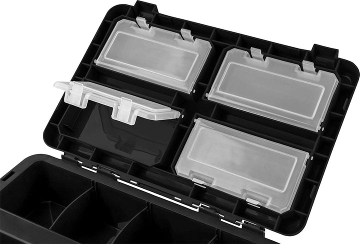 Sitzkiepe Angelrucksack Multi-Angelbox Sitz- und Gerätekasten mit Tragegurtsystem - inklusive 4 Kuns