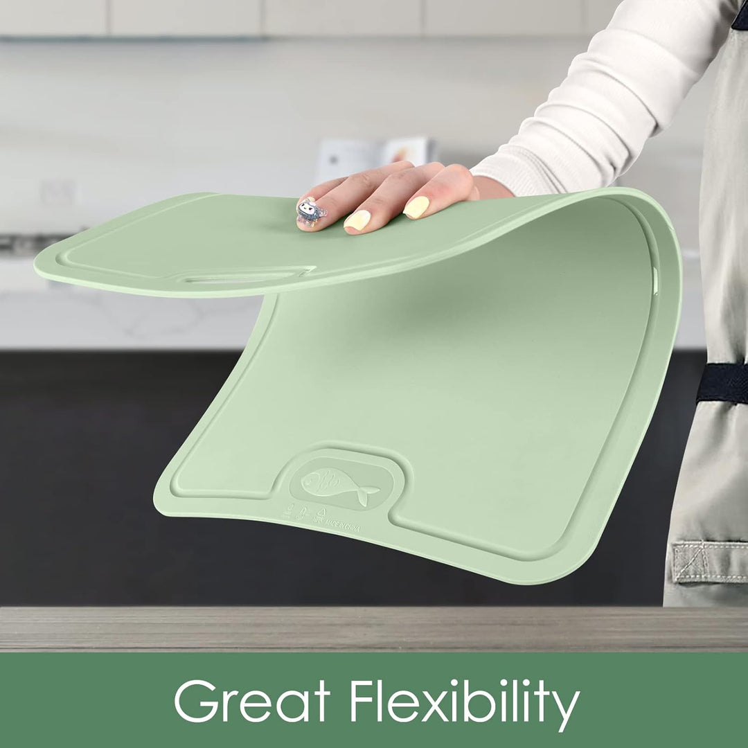 Gintan Flexibles TPU Schneidebrett, BPA-frei, mit Messer- und Saftrille, kratzfeste flexible Schneid