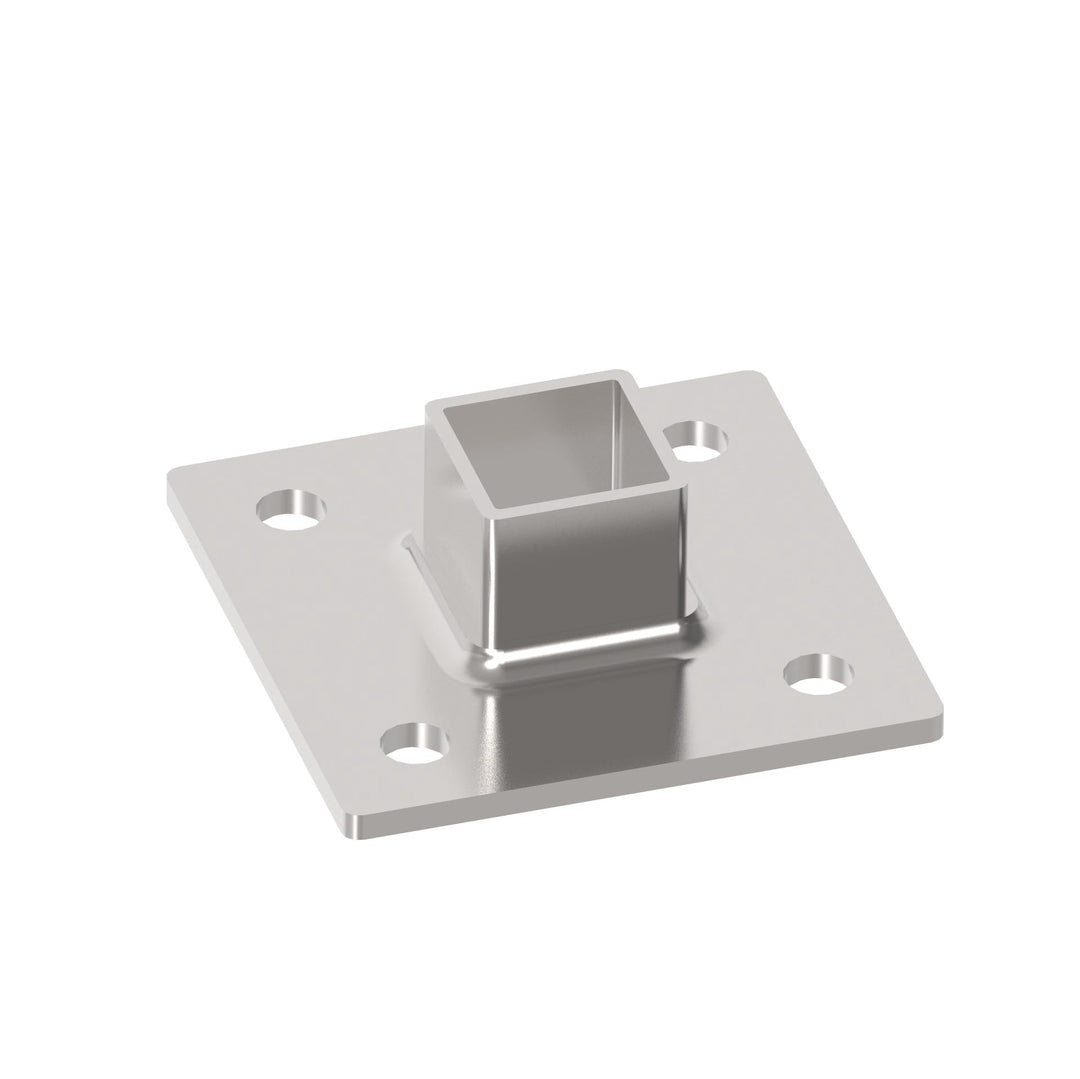 Sellon24® Edelstahl Bodenflansch 105x105 Bodenanker eckig Rohr 40x40 mm Geländer Pfosten V2A geschli