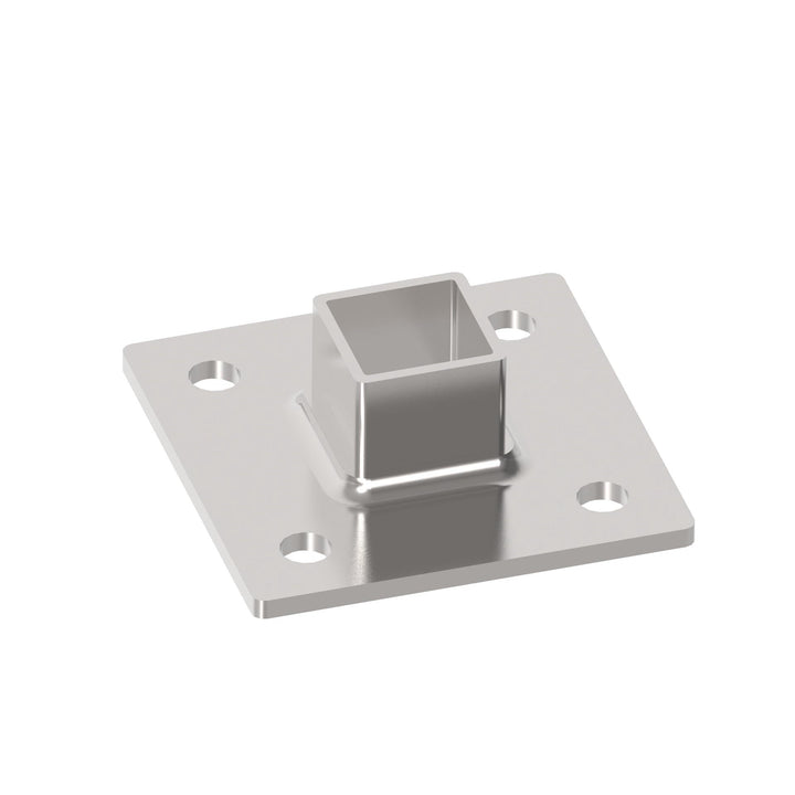 Sellon24® Edelstahl Bodenflansch 105x105 Bodenanker eckig Rohr 40x40 mm Geländer Pfosten V2A geschli