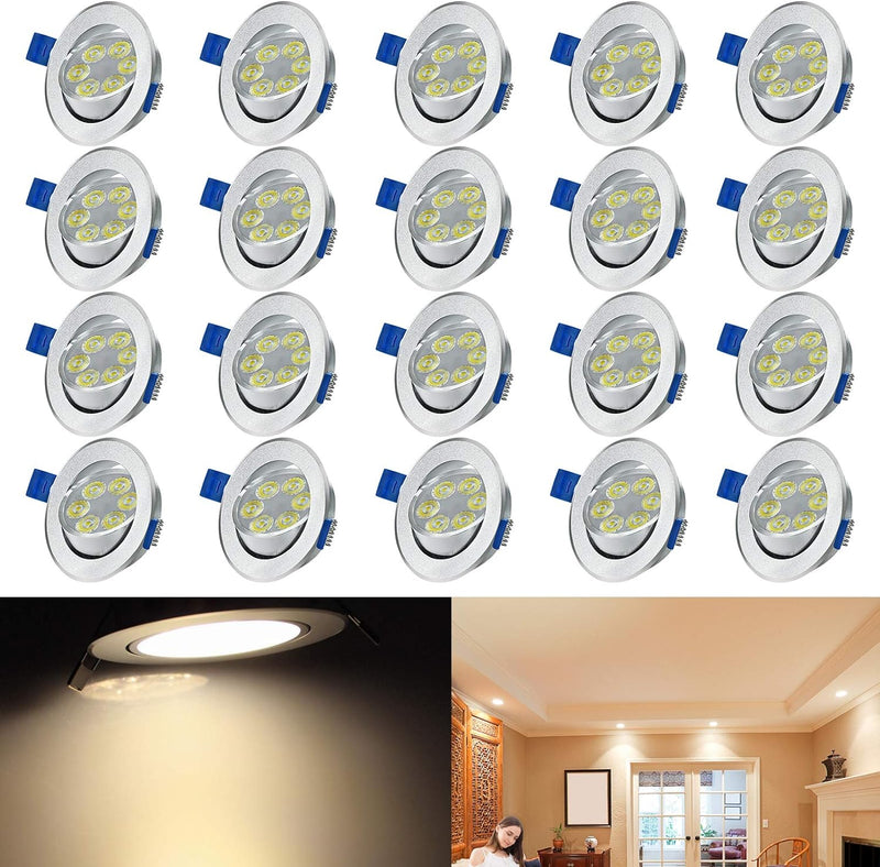 AufuN 20 x 3W LED Einbauleuchte Schwenkbar Warmweiss LED Deckenspot LED Einbauspot LED Spot Einbaule