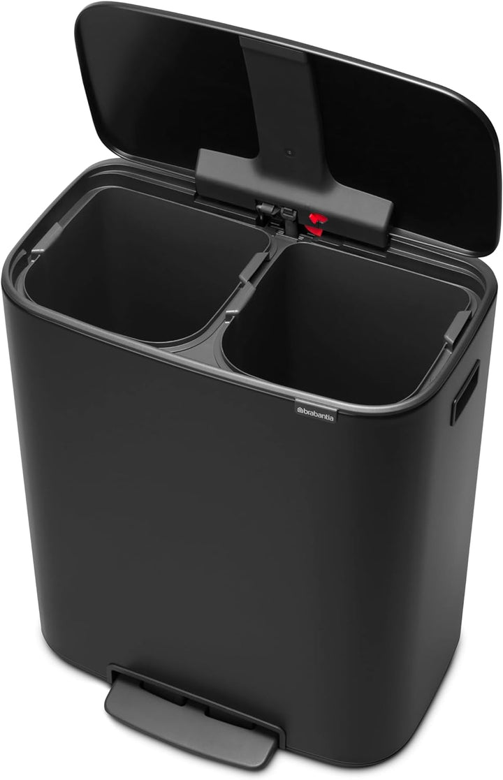 Brabantia Recycling-Treteimer, Stahl, mattschwarz, gross (2 x 30 l) 2 Inneneimer (2 x 30L) Matt Blac