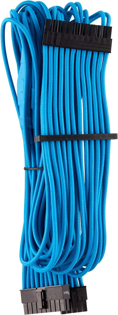 Corsair Premium Sleeved Netzteil Starter-Kabel-Set Typ4 (Generation 4-Serie) Blau Starter-Set Blau,