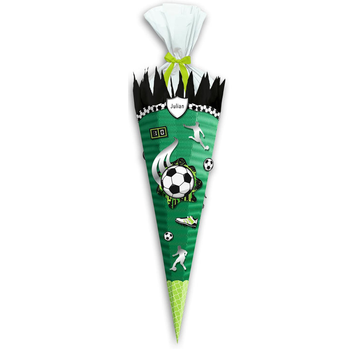 Ursus 9870020 - Schultüten-Bastelset Easy Line Fussballspiel, Grün, 6-eckig, vorgestanzte 3D-Colorwe