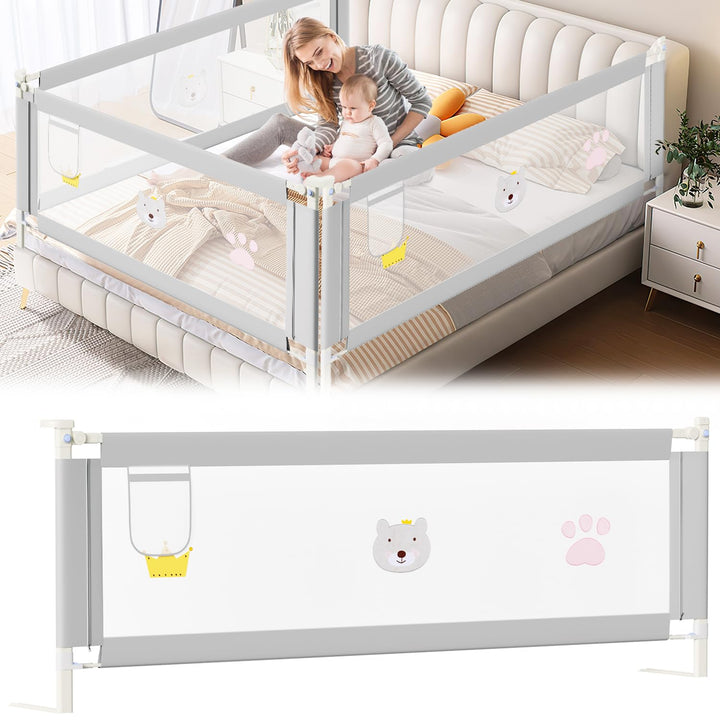 Ikodm Bettgitter 200cm Bettschutzgitter Kinderbettgitter, Rausfallschutz Boxspringbett, Kinderbettsc
