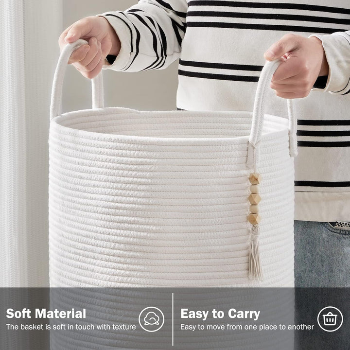 YOUDENOVA Wäschekorb Geflochten Wäschesammler Spielzeug Aufbewahrung Aufbewahrungskorb mit Griff Han