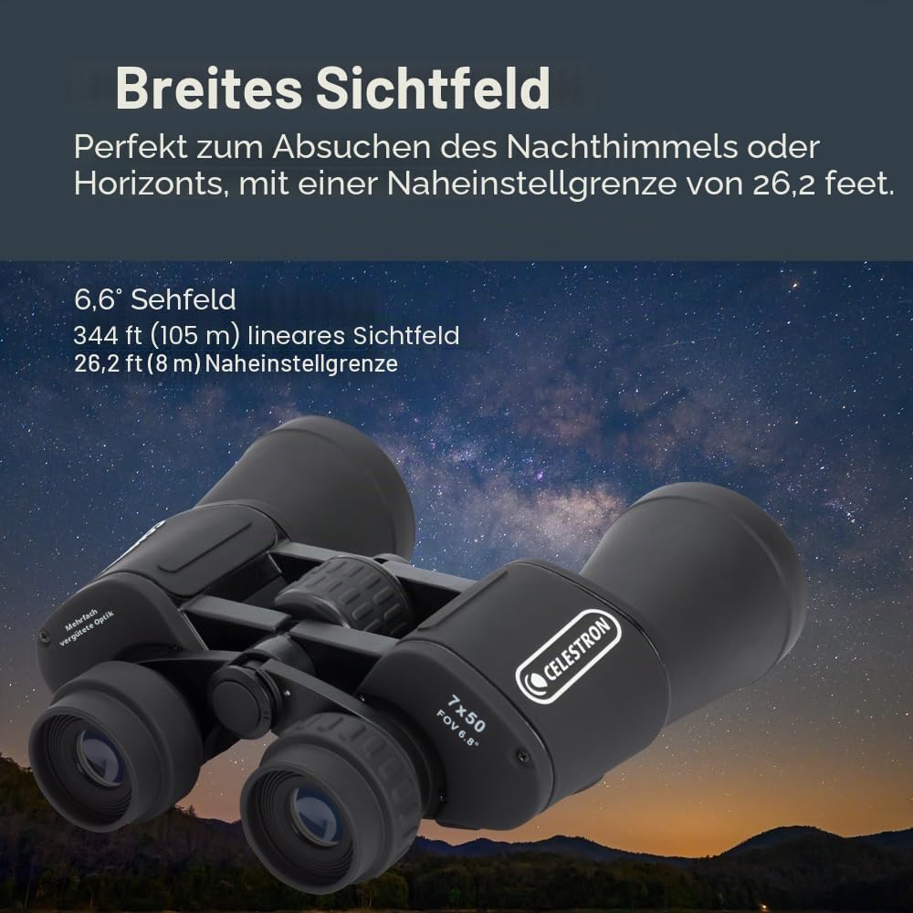 Celestron 71198 Cometron 7x50 Porroprismenfernglas, Schwarz Cometron 7 x 50 Porroprisma Einzeln, Com