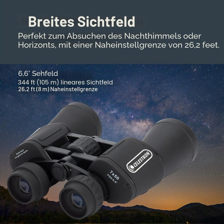 Celestron 71198 Cometron 7x50 Porroprismenfernglas, Schwarz Cometron 7 x 50 Porroprisma Einzeln, Com