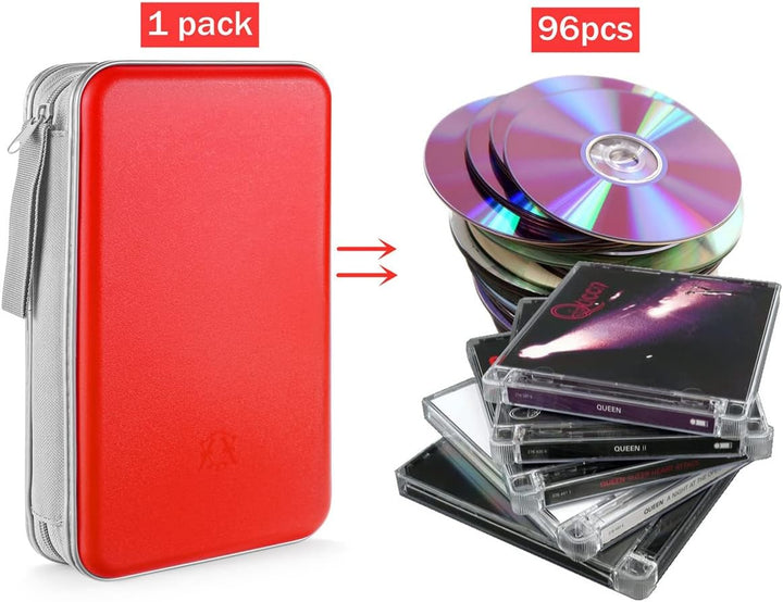 DVD-Tasche,96 Kapazität CD-Hülle Halter Lagerung Veranstalter Hartplastik Schutz Disc-Geldbörse für