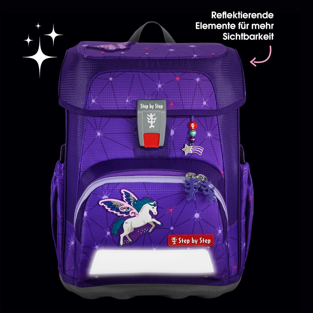 Step by Step Schulranzen-Set Cloud Dreamy Pegasus Shadow, 5-teilig, lila, Pegasus, ergonomischer Tor