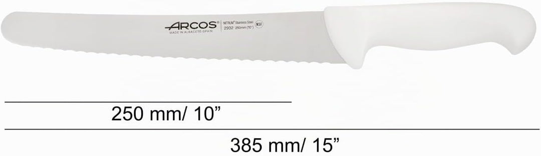 Arcos Konditormesser aus Nitrum-Edelstahl mit 250 mm Klinge - Ergonomischer Griff aus Polypropylen,