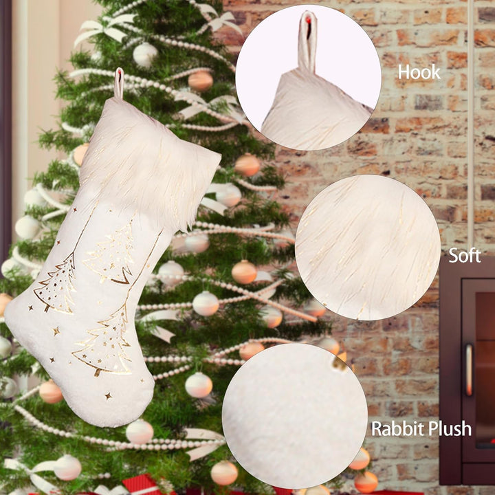 Plüsch Nikolausstrümpfe,3er Set Weihnachten Hängende Taschen,Weihnachtsstrumpf Personalisiert,Weihna